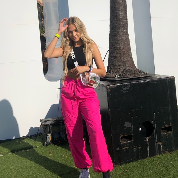 hot pink track pants